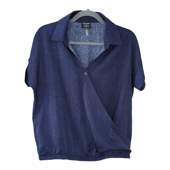 David Lerner New York Evereve Short Sleeve Wrap Surplice Blouse Top Blue Size XS - Picture 3 of 10